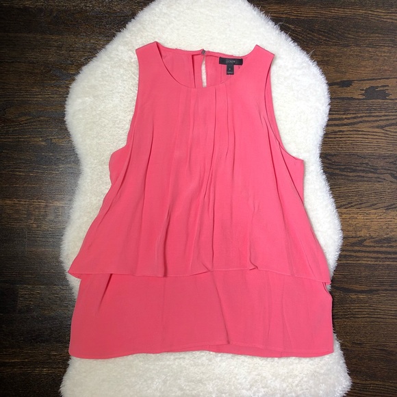 NWT J Crew Tiered Crepe Salmon Pink Tank Top - Picture 4 of 12